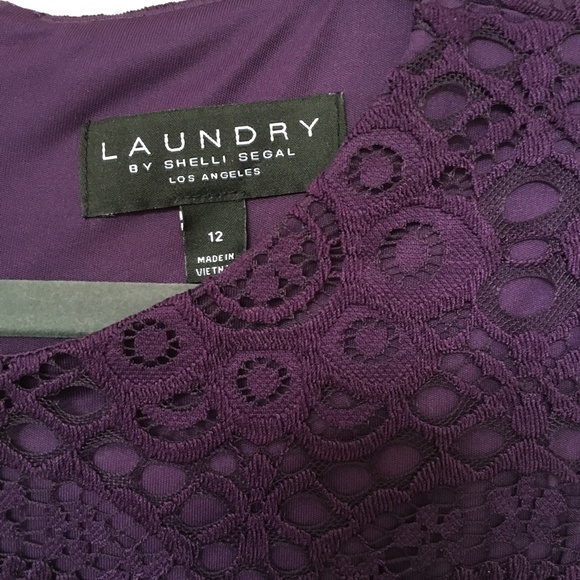 Laundry Shelli Segal Purple(blackberry) Short Sleeve Lace Mini dress - Picture 4 of 5